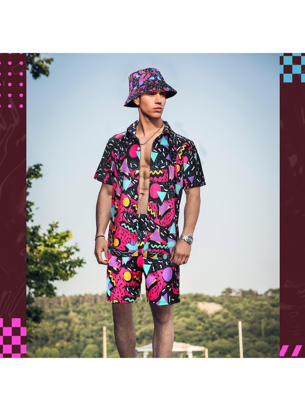 80’s/90’s men’s costume- Pink & Black